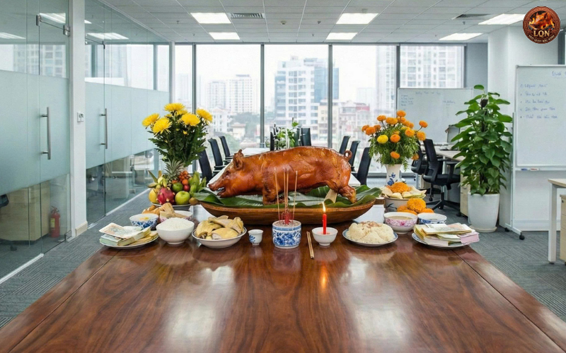 heo quay nguyên con cho tiệc tất niên của công ty